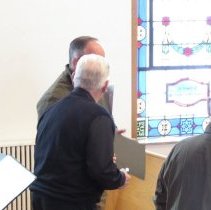 Presentation of gifts by Doug Lilly of the Ohio Valley Barbwire Chapter 1.